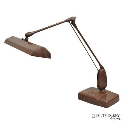 Vintage Mid Century Industrial Adjustable Brown Metal Desk Lamp by Dazor