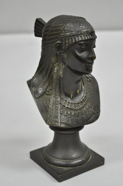 Antique Egyptian Revival Small 7" Bronze Grand Tour Bust of a Pharaoh