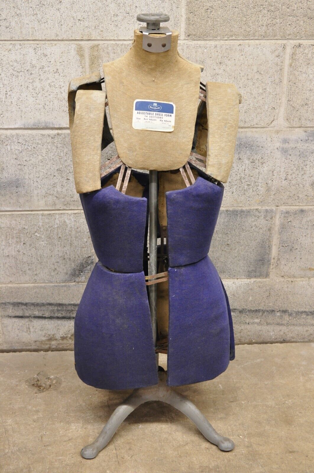 Vintage Hearthside Adjustable Dress Form Mannequin Size A on Iron Stand