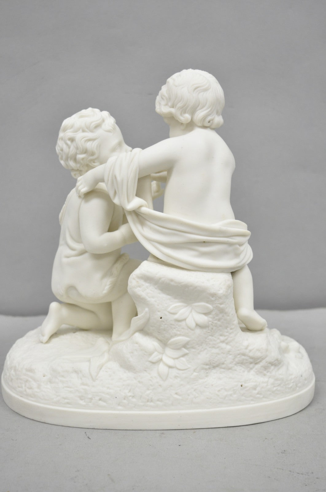 French Parian Porcelain Bisque "Feed My Lambs" Christ & St John Statue Sculpture