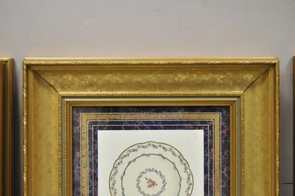 Vintage Artistic Innovations Gold Framed Wall Art Print Plate and Cups, 3 Pc Set