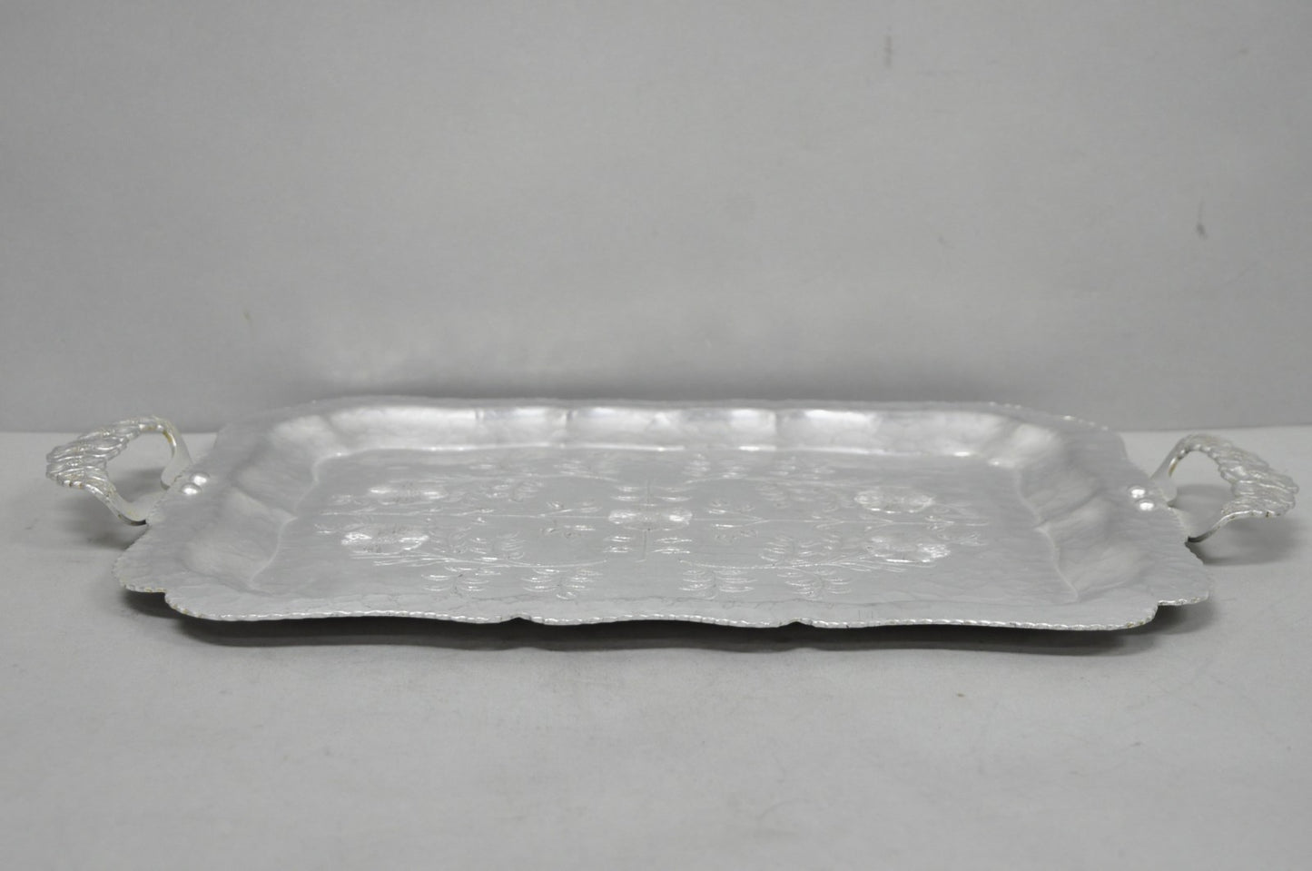 Vintage Victorian Continental Silver Co "Wild Rose" 1055 Hammered Aluminum Tray
