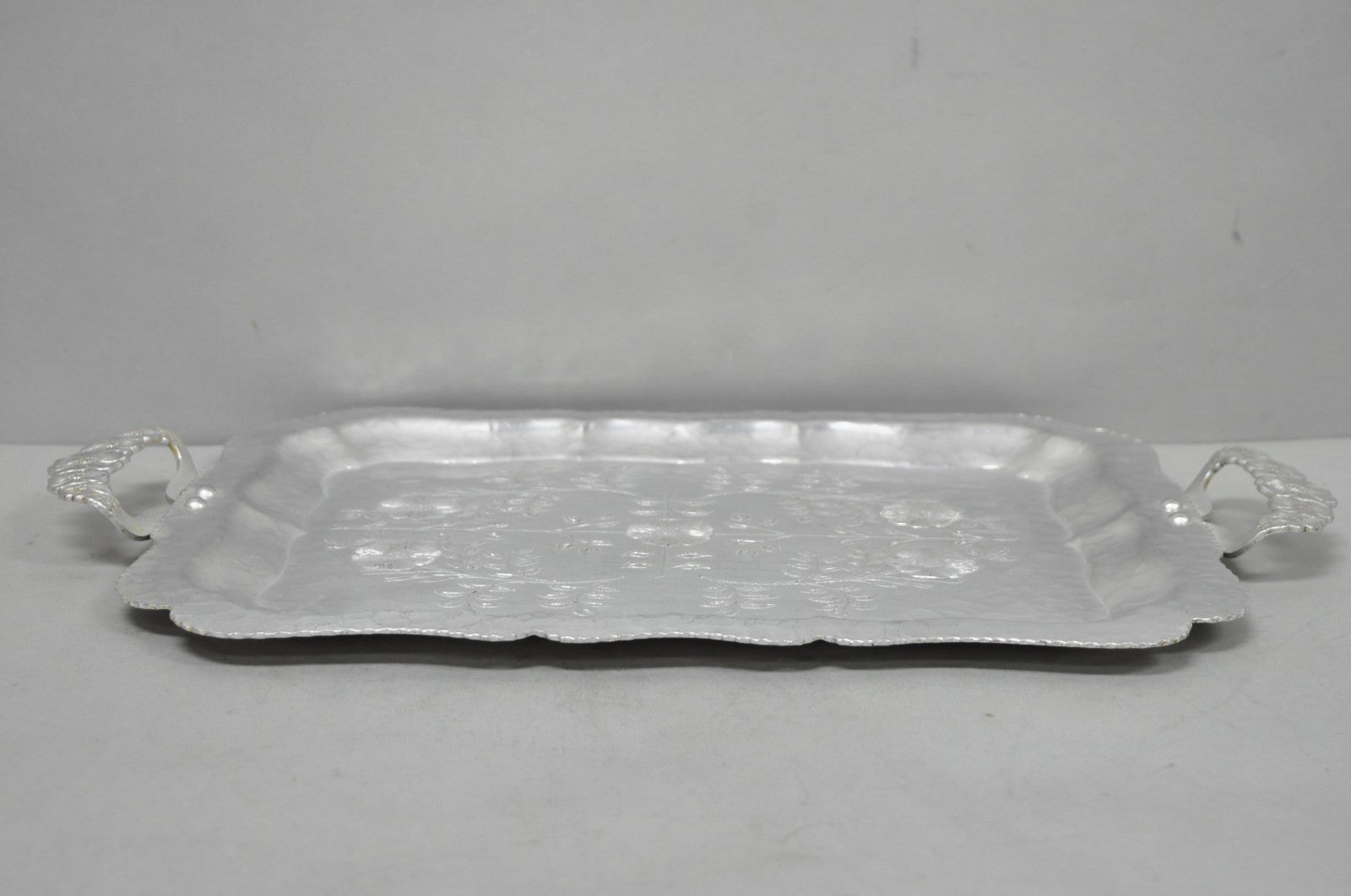 Vintage Victorian Continental Silver Co "Wild Rose" 1055 Hammered Aluminum Tray