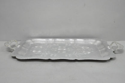Vintage Victorian Continental Silver Co "Wild Rose" 1055 Hammered Aluminum Tray
