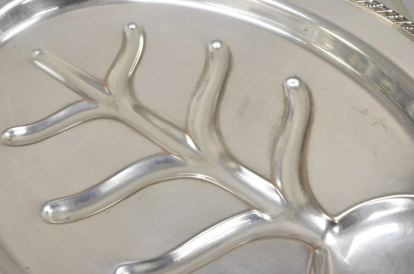 Vintage English Regency Silver Plated Oval Meat Cutlery Serving Platter Tray
