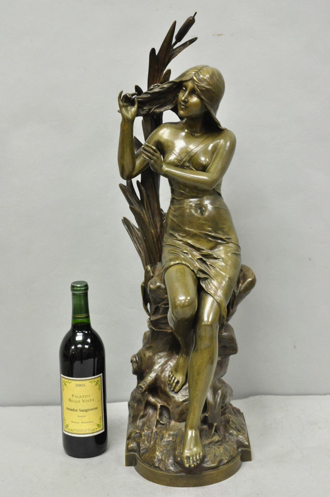 Antique Edouard Drouot (1859-1945) "La Rosse" French Bronze Sculpture of Woman