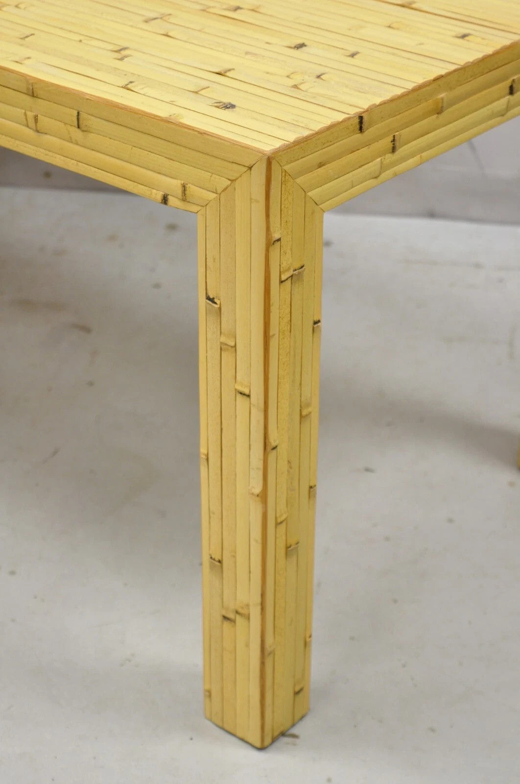 Vintage Hollywood Regency Real Bamboo Faux Rattan Palm Beach Coffee Table