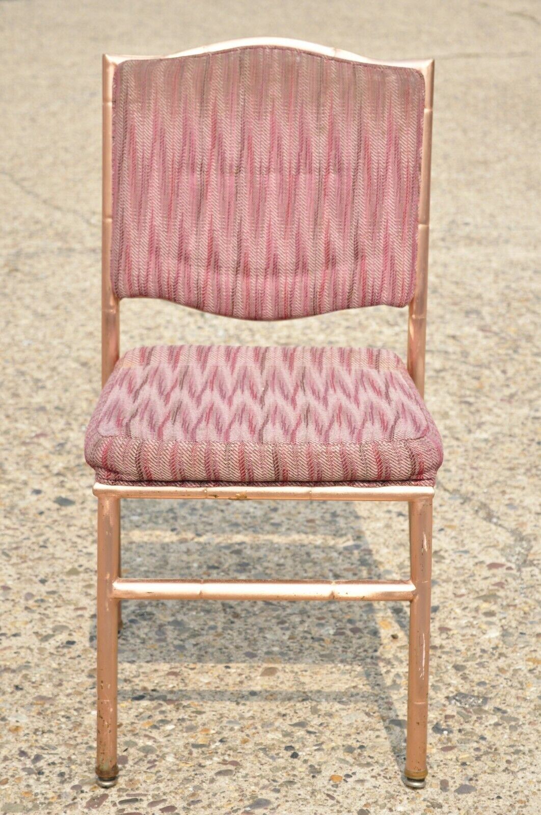 Shelby Williams Faux Bamboo Pink Rose Gold Upholstered Banquet Dining Chairs