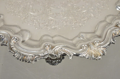 Vintage "Silver by Sacks" Victorian Style Silver Plated Scalloped Round Tray