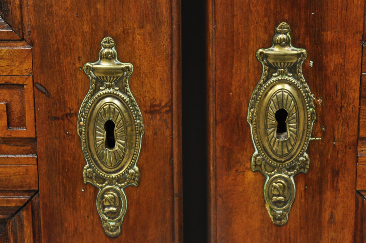 Antique French Country Louis XV Style Carved Walnut Cabinet Doors - a Pair