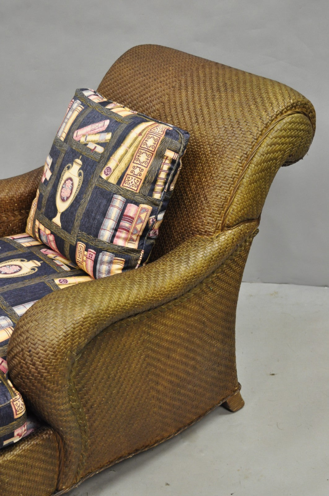 Mark Hampton Collection Hickory Chair Wicker Rattan Lounge Club Chair & Ottoman