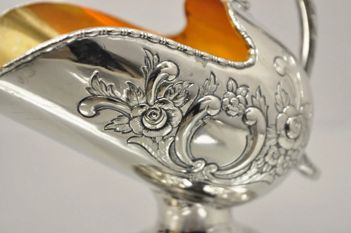 Vintage Raimond Victorian Silver Plated Copper Pedestal Sugar Scuttle Bowl
