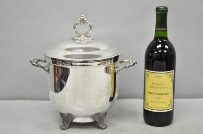 Vintage Victorian Silver Plated Footed and Covered Lidded Bar Ice Bucket