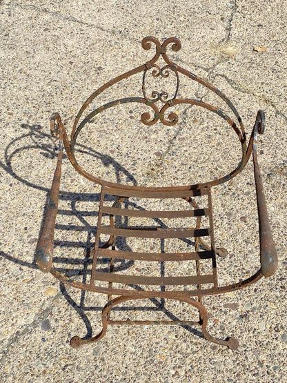 Antique Spanish Renaissance Wrought Iron Curule Savonarola Throne Arm Chair