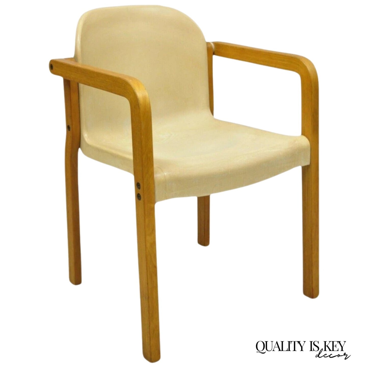 Gerd Lange Thonet Molded Plastic and Birch Wood Mid Century Modern Arm Chair