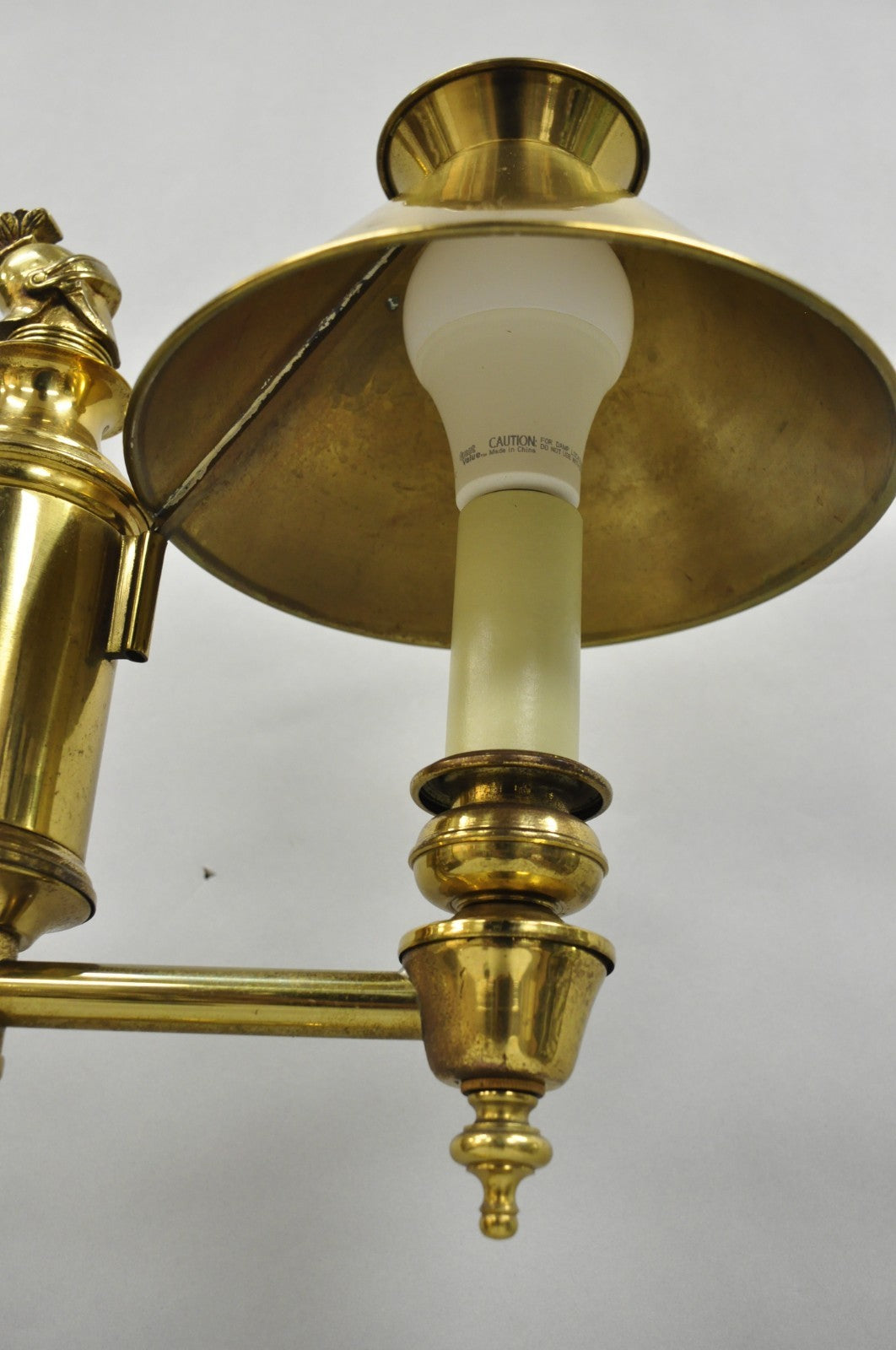 Vintage French Empire Brass Metal Bouillotte Desk Table Lamp w/ Spartan Helmet