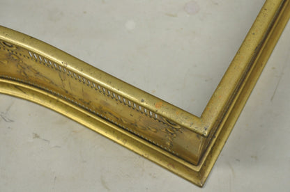 Antique English Victorian Serpentine Drape & Bellflower Brass Fireplace Fender