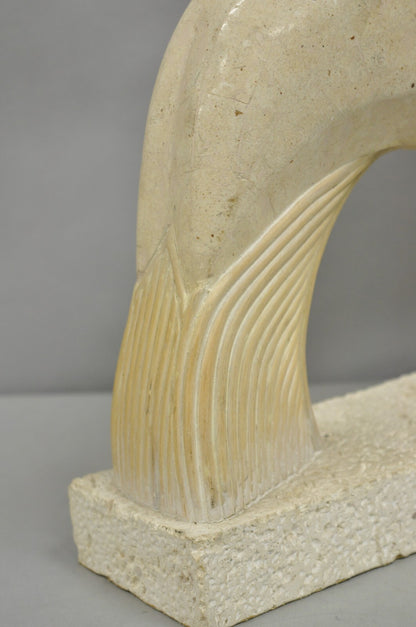 Vintage Modern Tessellated Travertine Marble Stone Toucan Bird Sculpture - Pair