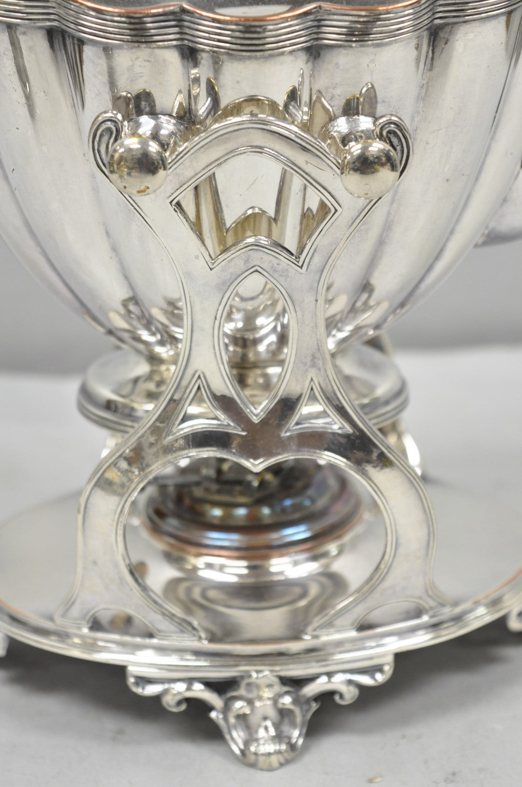 Antique English Art Nouveau Silver Plated Tilting Tea Kettle Pot on Stand