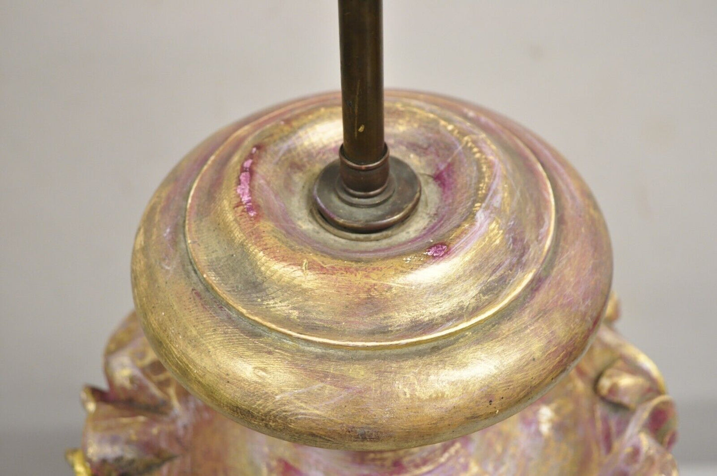 Vintage Italian Hollywood Regency Pink & Gold Ceramic Table Lamp by Brach Allen