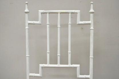 Vintage Italian Hollywood Regency White Faux Bamboo Metal Accent Side Chair Pair