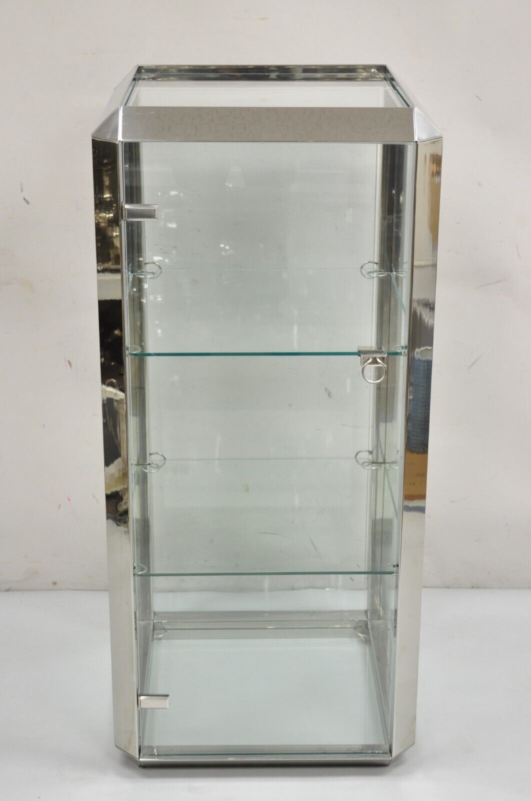 Alberto Rosselli for Saporiti P800 Chrome and Glass Italian Modern Showcase