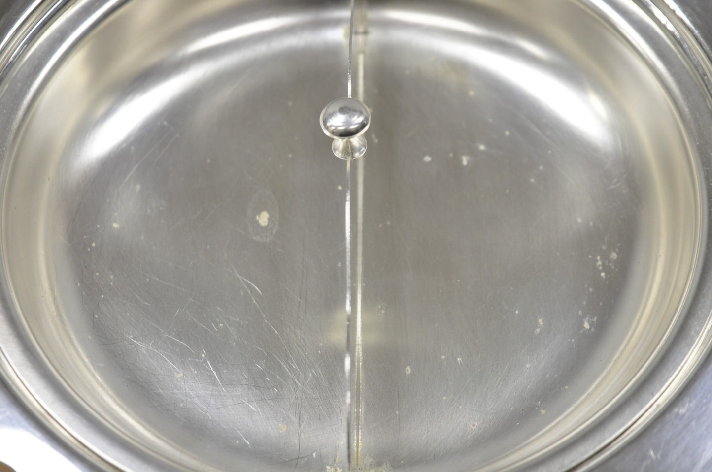 Vintage English Regency Style Round Covered Silver Plated Serving Dish w/Divider