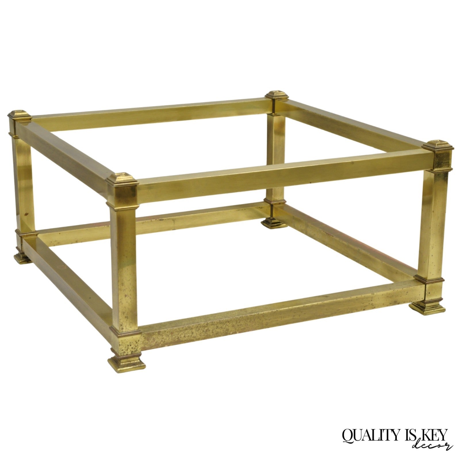 Vintage Mastercraft Hollywood Regency Square Brass Coffee Table Base Only