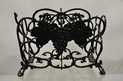 Vintage Victorian Style Black Cast Iron 6 Wine Bottle Rack Holder with Grapes