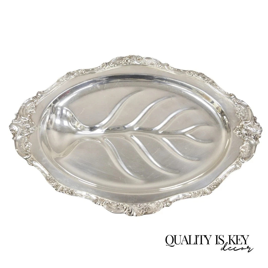 Vintage Baroque by Wallace 259 Silver Plated Meat Cutlery Serving Platter Tray