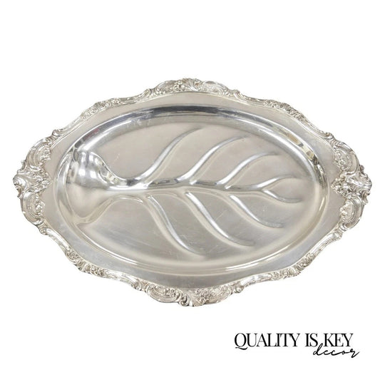 Vintage Baroque by Wallace 259 Silver Plated Meat Cutlery Serving Platter Tray