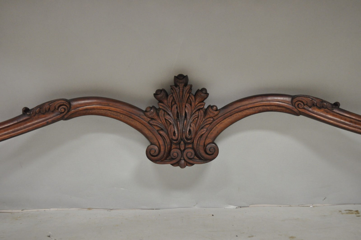 Antique French Baroque Rococo Carved Walnut Marble Top Sideboard Buffet w Drawer