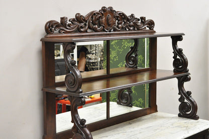 Antique Victorian Rosewood Marble Top Mirror Sideboard Buffet attr. John Jelliff