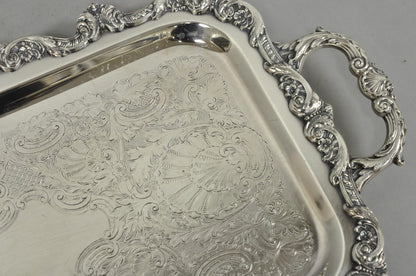 Vintage Old English Poole Silver Plated Footed Narrow Serving Platter Bar Tray