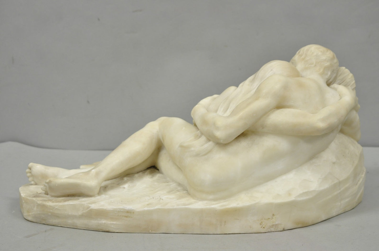 Stephan Abel Sinding (1846-1922) "Lovers Couple" Alabaster Marble Sculpture