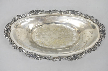 Vintage Victorian Style Silver Plated Oval 13.5" Trinket Serving Dish (A)