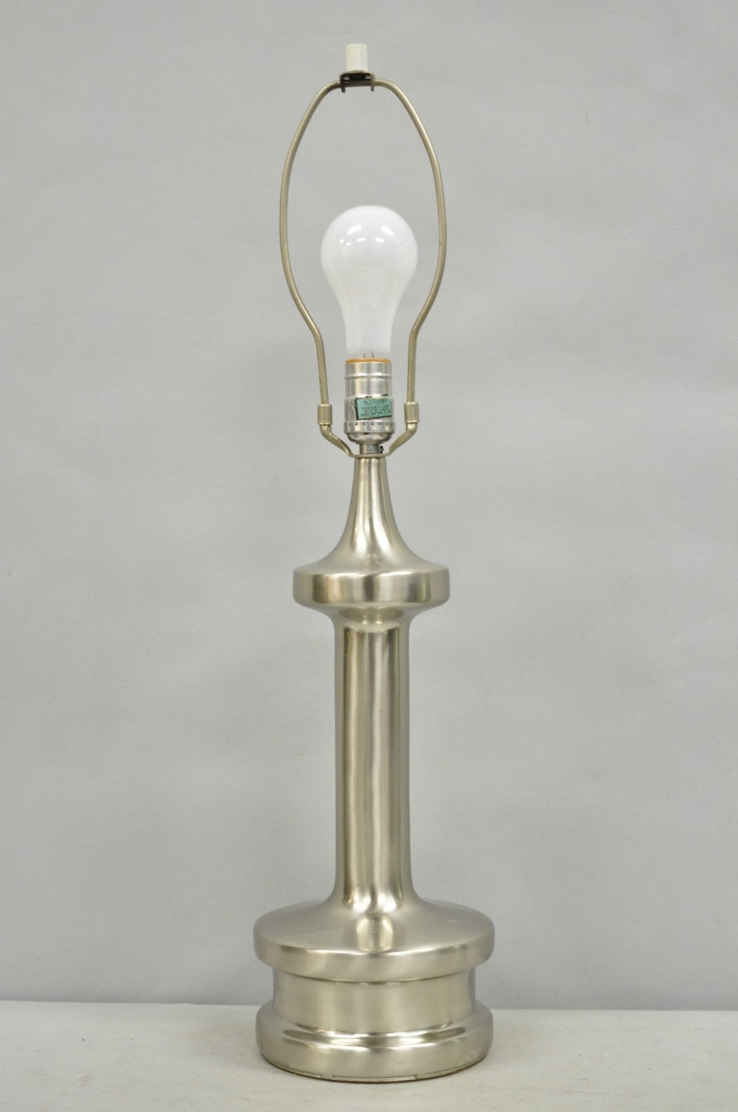 Vintage Mid Century Modern Sculpted Steel Metal "Bishop" Table Lamp by Laurel