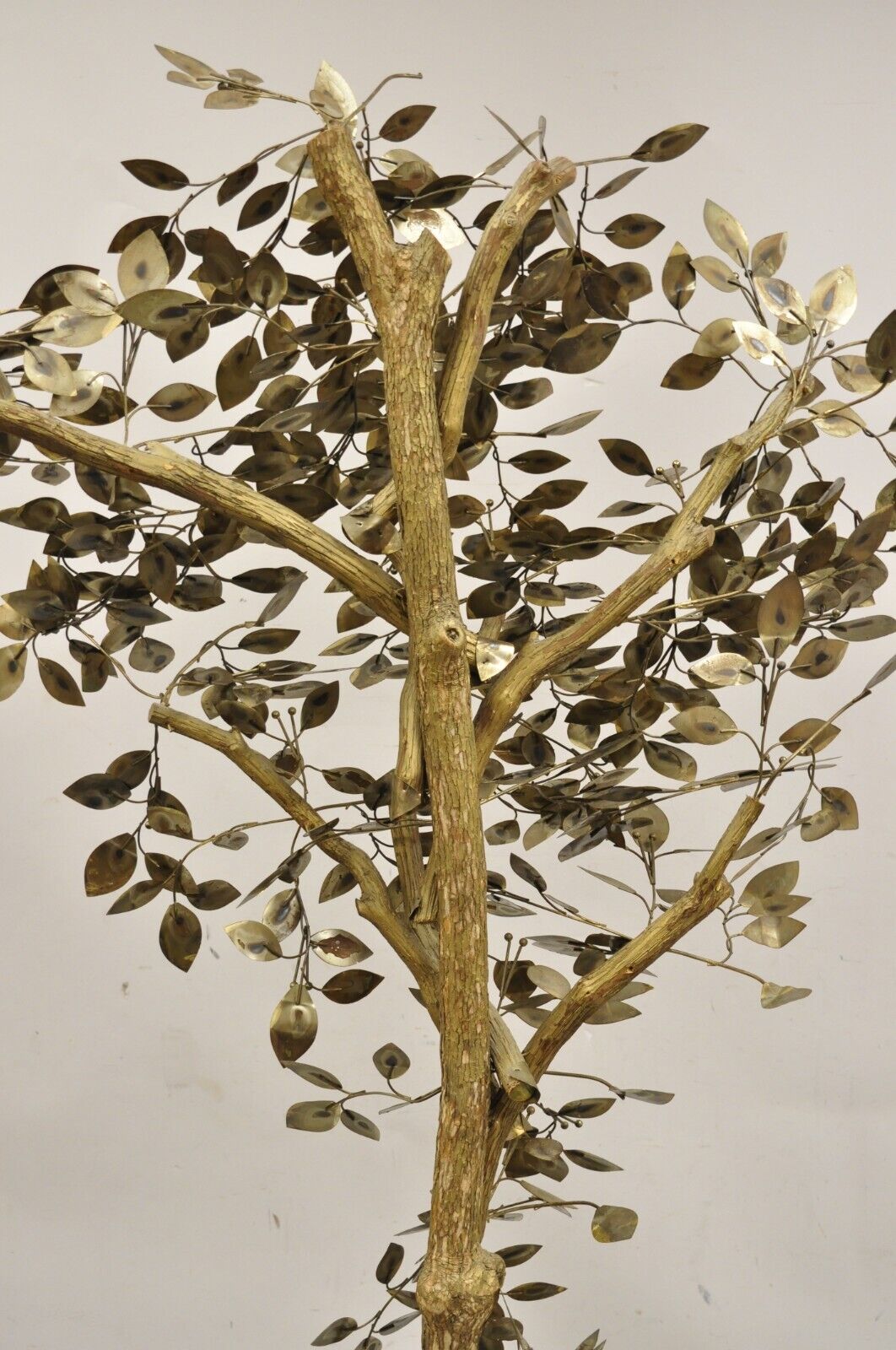 Vintage Mid Century Modern Curtis Jere Style Brutalist Brass Tree Sculpture