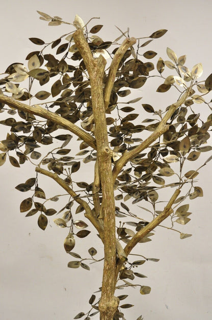 Vintage Mid Century Modern Curtis Jere Style Brutalist Brass Tree Sculpture