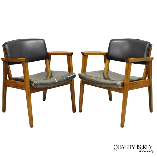 Vintage Boling Chair Co Mid Century Modern Walnut Lounge Arm Chairs (B) - Pair