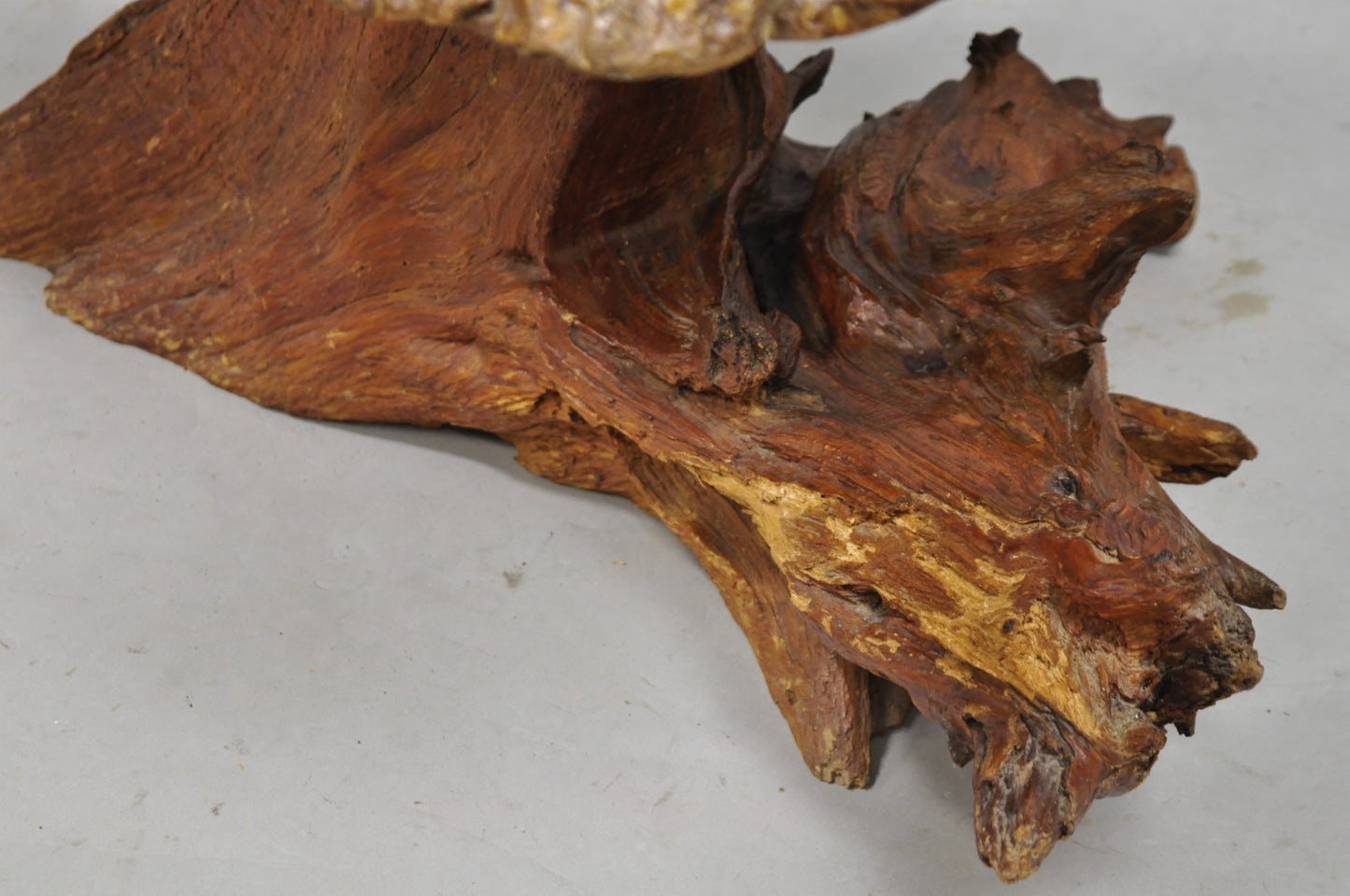 Vintage Mid Century Modern Burl Wood Slab Driftwood Sculptural Coffee Table