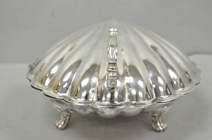 Vintage Regency Style Silver Plated Clam Shell Hinged Warmer with Floral Handle