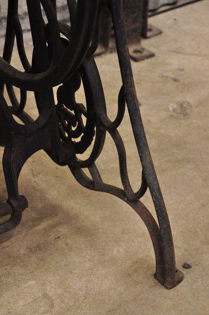 Cast Iron Singer Treadle Sewing Machine Base Console Table Oval Marble Top