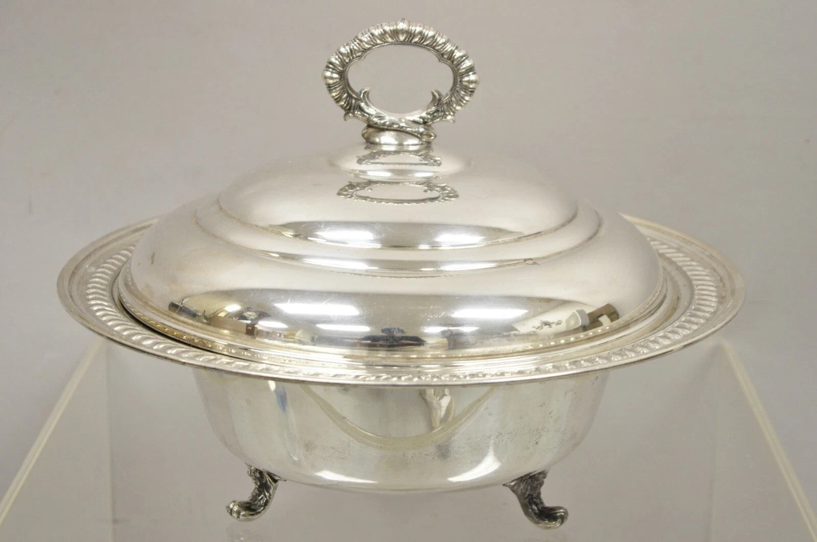 Vintage Victorian Silver Plated Covered Vegetable Serving Dish Platter Bowl