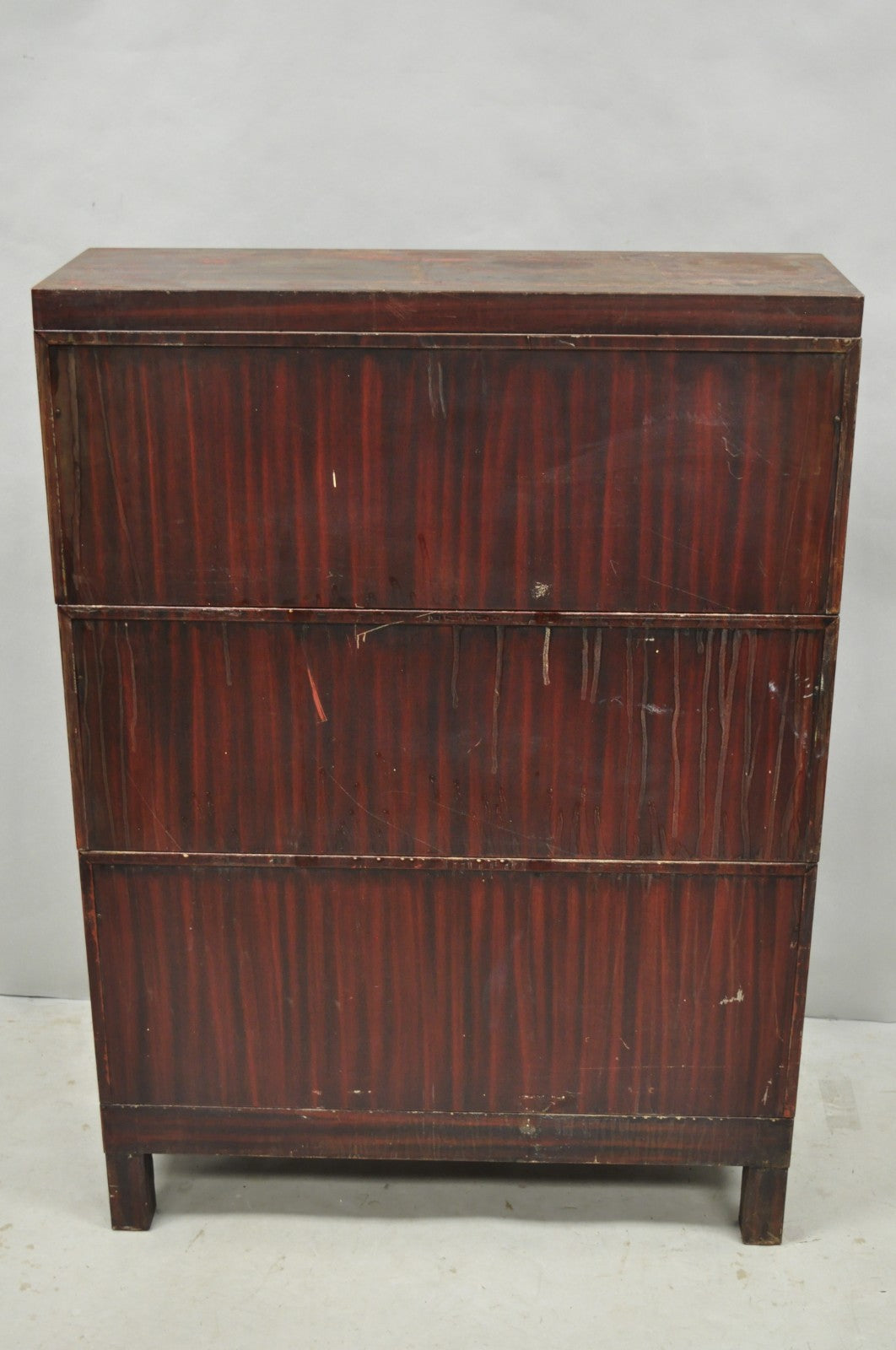 Vintage Industrial Steel Metal Faux Woodgrain Painted Stack Barrister Bookcase