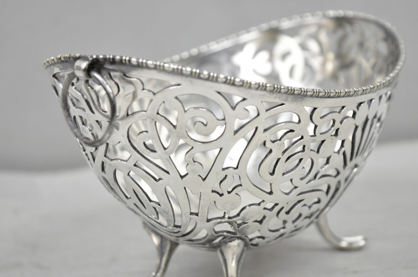 Antique Pairpoint Small Silver Plated Pierced Scrollwork Candy Dish Bowl Basket