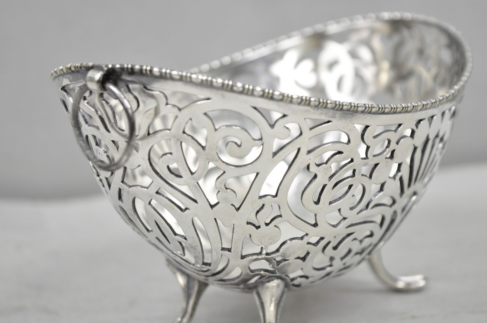 Antique Pairpoint Small Silver Plated Pierced Scrollwork Candy Dish Bowl Basket