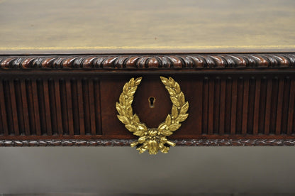 Vintage Baker Hepplewhite Style Mahogany Leather Top Executive Writing Desk