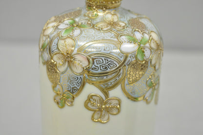 Antique Nippon Art Nouveau Hand Painted Gold Gilt Porcelain Small Cylinder Vase