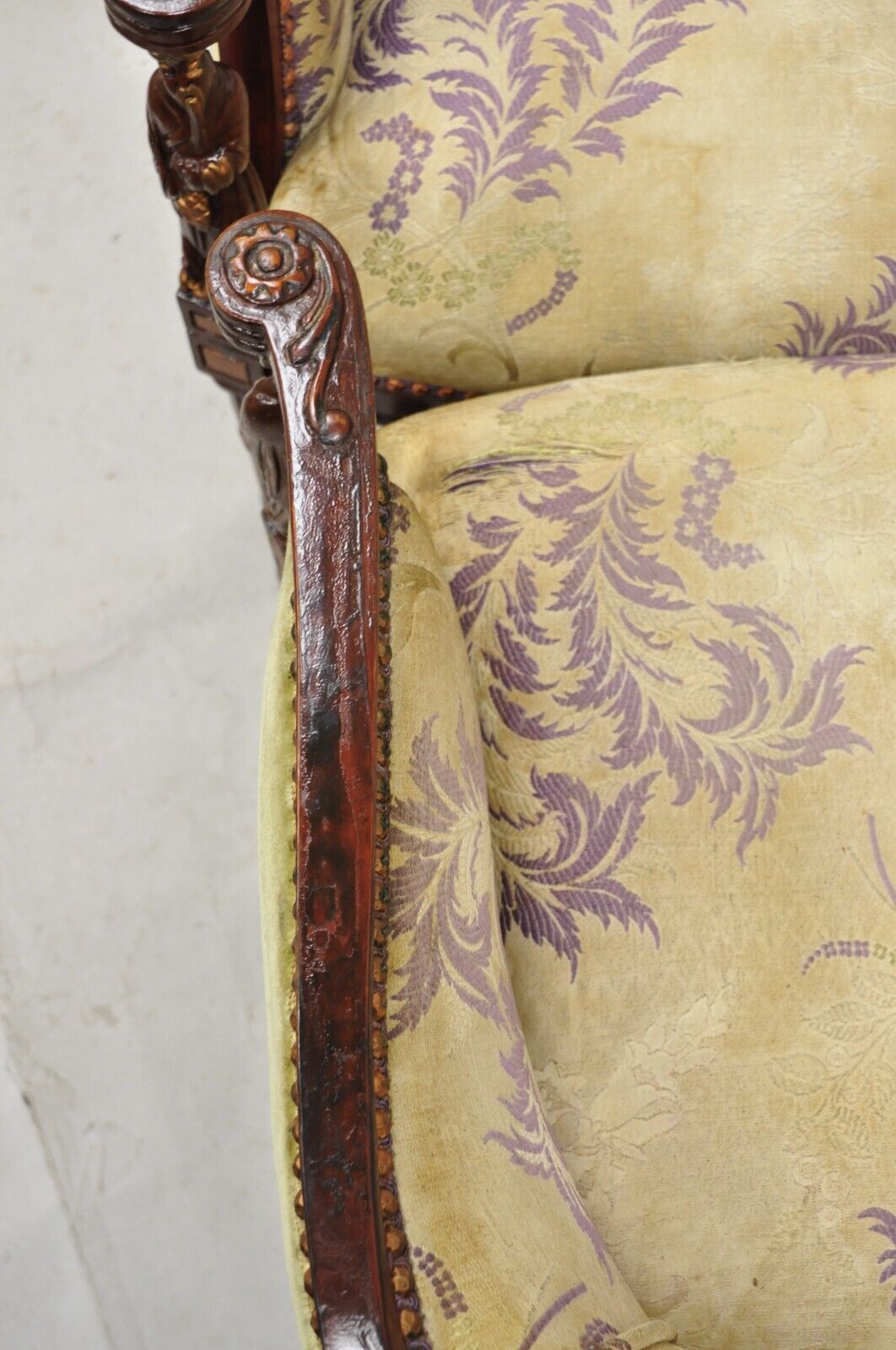Vintage Chinoiserie Pagoda Figural Mahogany Fireside Parlor Lounge Chairs - Pair